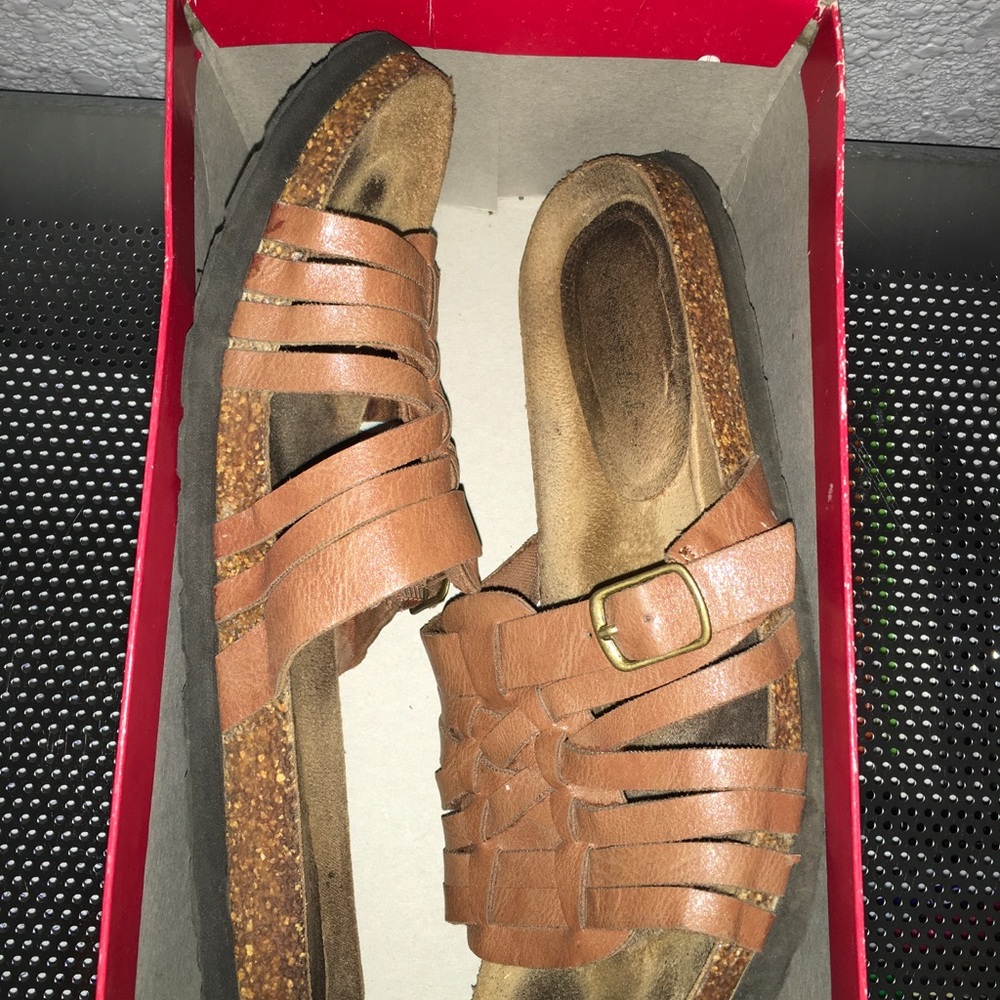 American Eagle Faux Leather Braided Sandals